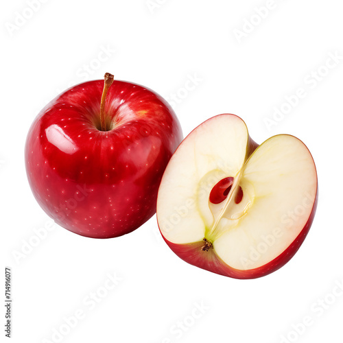 Apple cut in half on transparent background PNG