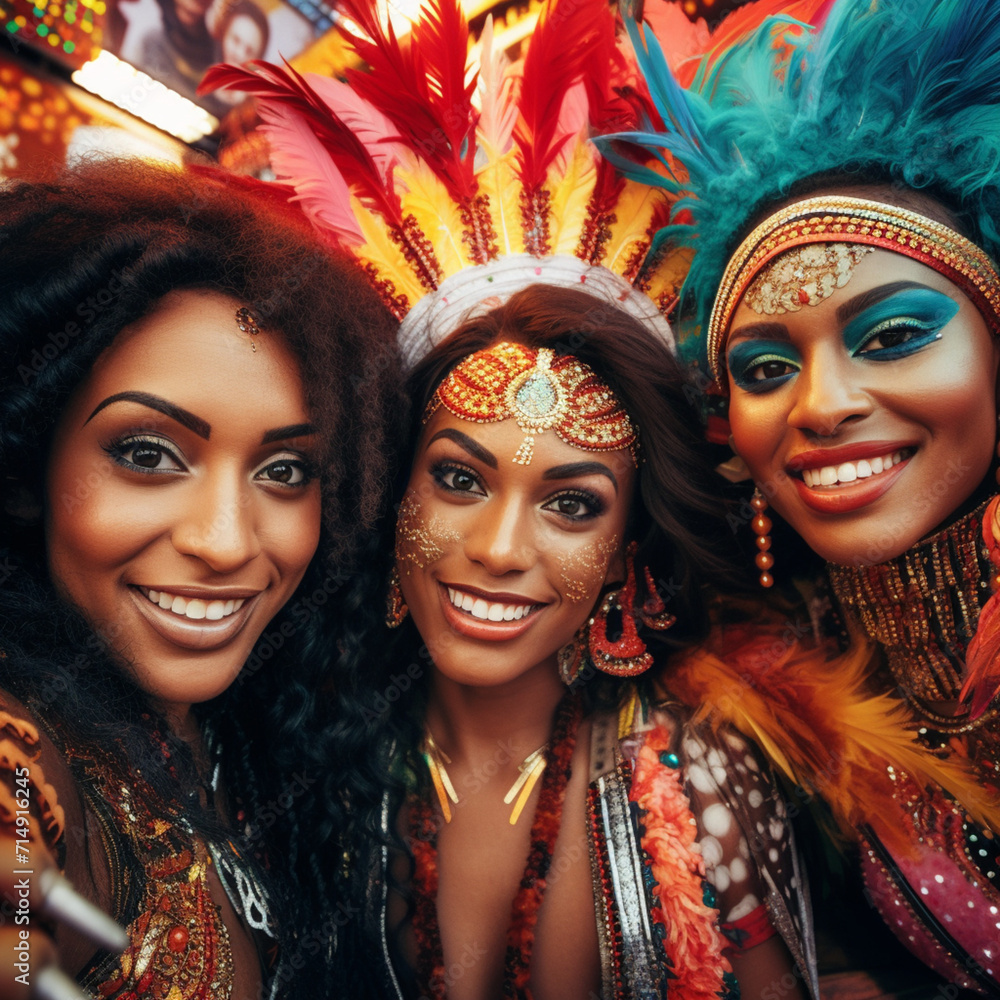 Obraz premium Selfie of women at carnival.