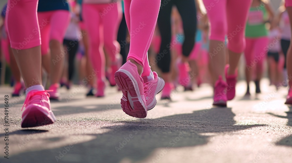 Pink Athletes Running on Pavement Generative AI