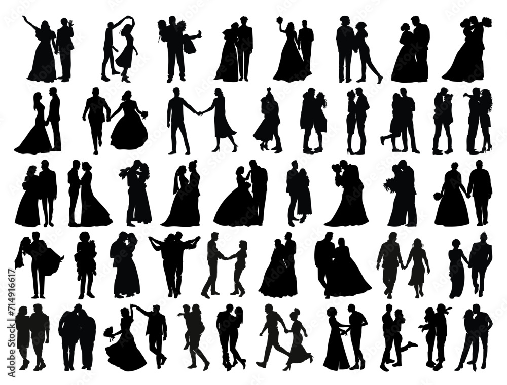 Couples silhouette vector art white background Couples silhouette vector art white background