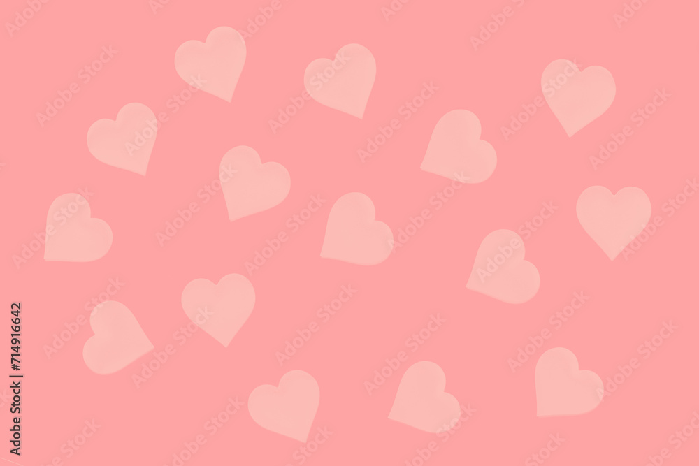 tinted photograph, pink color. pink hearts on a pink background. Background for a postcard