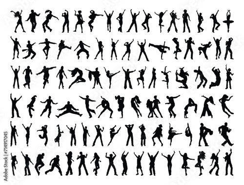 Dancing peoples silhouette vector art photo