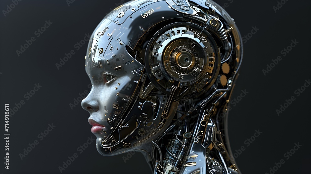 A close-up view of the head of an AI robot! A close-up view of the head of an AI robot!