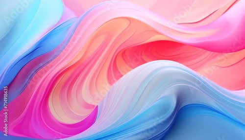 Abstract colorful wave pattern background with smooth pink, blue, and white gradients. © BackVision Studio