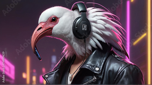 Ibis Synthwave Serenity Down Under by Alex Petruk AI GENERATED