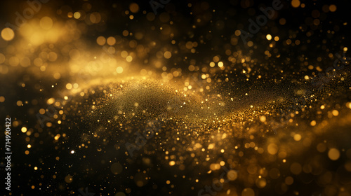 Abstract magic gold dust background over black  Ai generated image