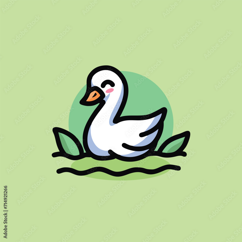 Obraz premium Cute Duck Cartoon Mascot Animal Vector Logo Design illustration