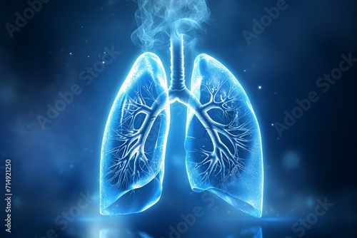 A blue and white image of a human lung Generative AI