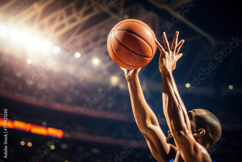 An electrifying basketball championship captures the essence of adrenaline-fueled competition, featuring dynamic players, intense rivalries, and the pulsating energy of a roaring crowd