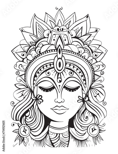 Crown vector outline illustration, coloring page for adults © Anna