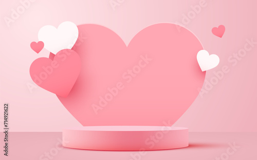 Valentine's day scene background. Product presentation, mock up, show cosmetic product, Podium, stage pedestal or platform.