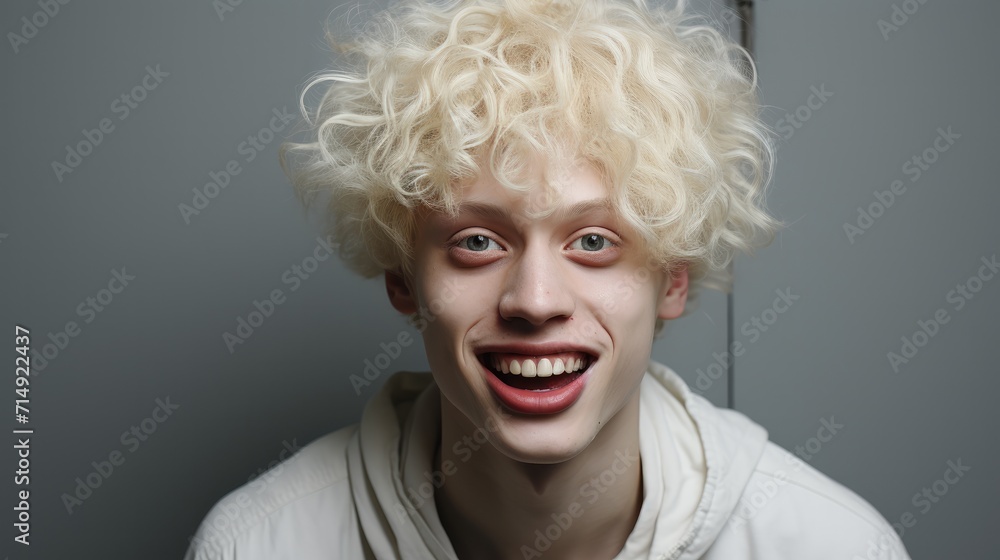 portrait of happy albinos asian man. portrait of happy albinos asian man.