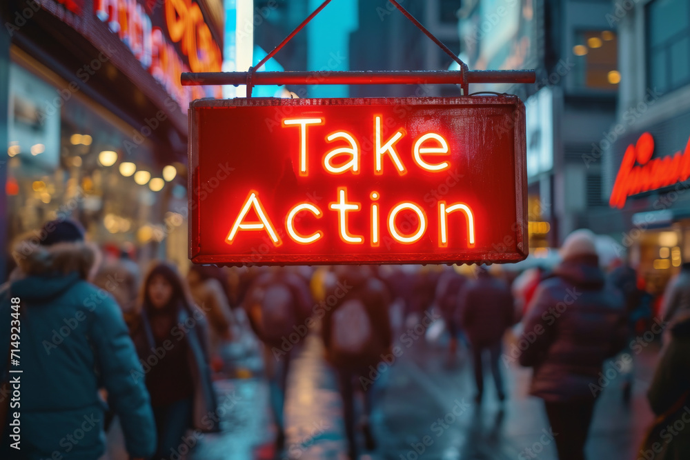 Wort Take Action - obrazy, fototapety, plakaty 