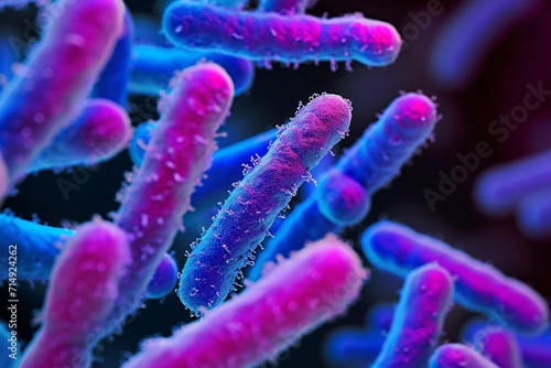 A close-up of purple and blue parasites Generative AI photo