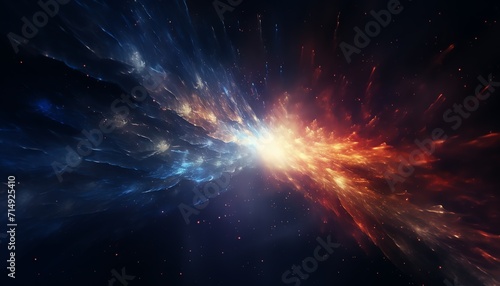 Vibrant cosmic explosion with colorful nebulae in deep space.