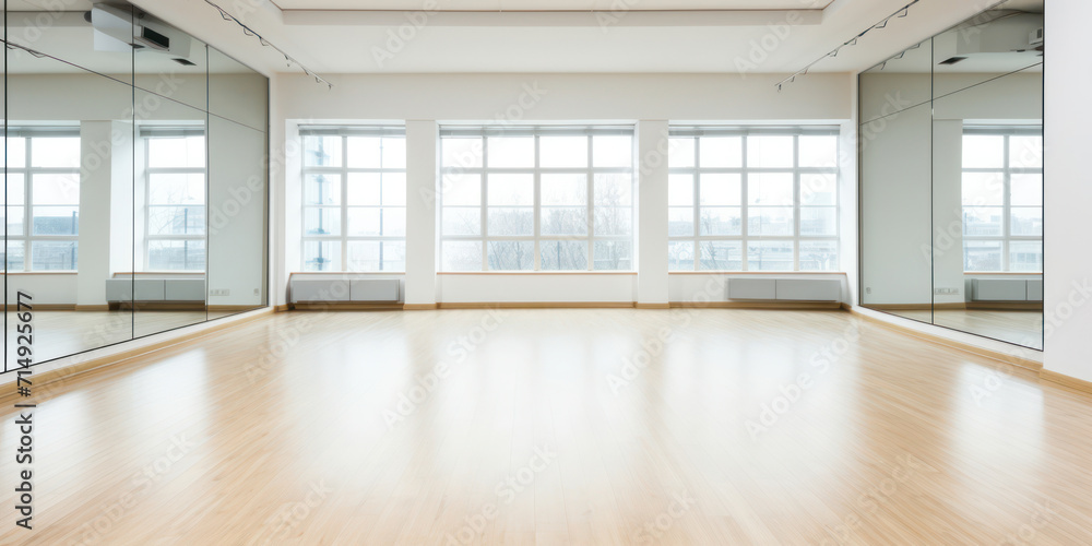 Obraz premium Empty White Loft: Spacious Modern Interior with Sunlit Windows