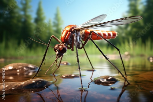 The detailed image of a mosquito showcases the insect that is notorious for spreading deadly illnesses photo