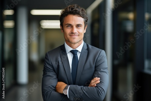 Confident Businessman in a Modern Office Environment 