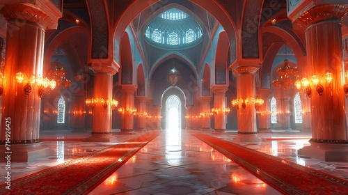 Interior of Sultan Omar Ali Saifudding Mosque in Istanbul  Turkey