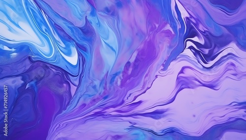 Abstract fluid art background with swirling blue and purple colors.