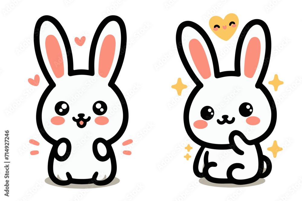 Cute bunny cartoon, vector digital art. Cute bunny cartoon, vector digital art.