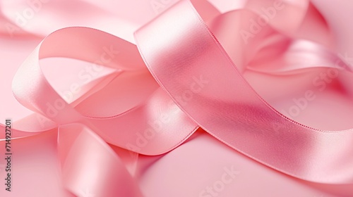 Pink ribbon on a pink background Generative AI