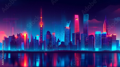 Cityscape at Night  Urban Wildlife and Glowing Streets  Perfect for Urban Exploration Websites  Nightlife Marketing  Environmental Studies
