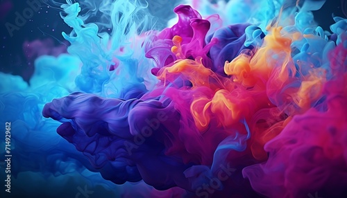 Colorful ink clouds merging underwater, creating a vibrant abstract background. © BackVision Studio