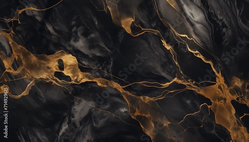 Abstract black and gold marble texture, elegant background design with luxurious patterns.