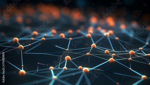 Abstract network connections with nodes and lines on a dark background, representing concepts like technology, connectivity, and internet.