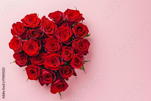Boutique of red roses for Valentine's day on pink background.