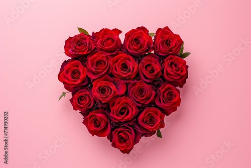 Boutique of red roses for Valentine's day on pink background.