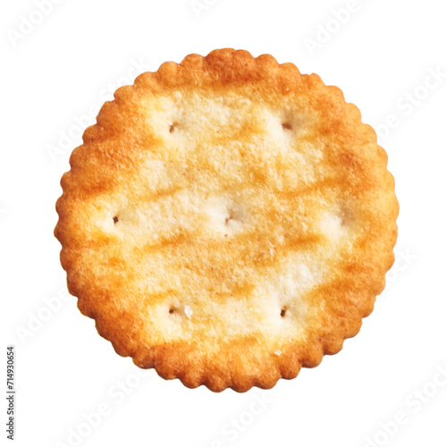  Delicious single salty biscuit over isolated white background photo