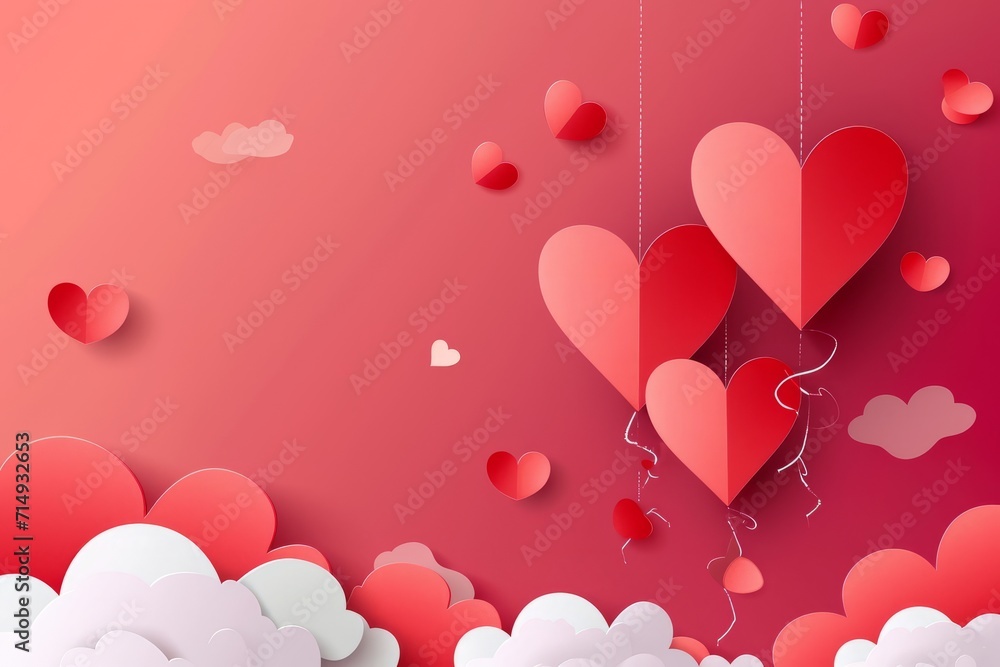 Paper style valentine's day background