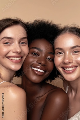 Diversity, beauty and natural with woman friends