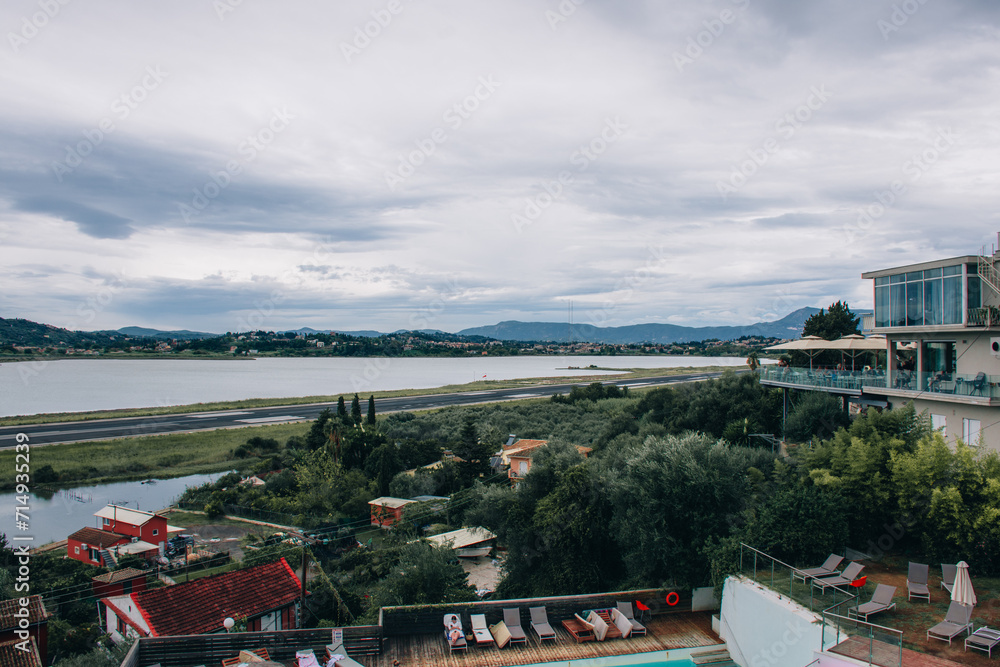 CORFU, GREECE - September 5, 2023:view of Corfu airport in Greece CORFU, GREECE - September 5, 2023:view of Corfu airport in Greece