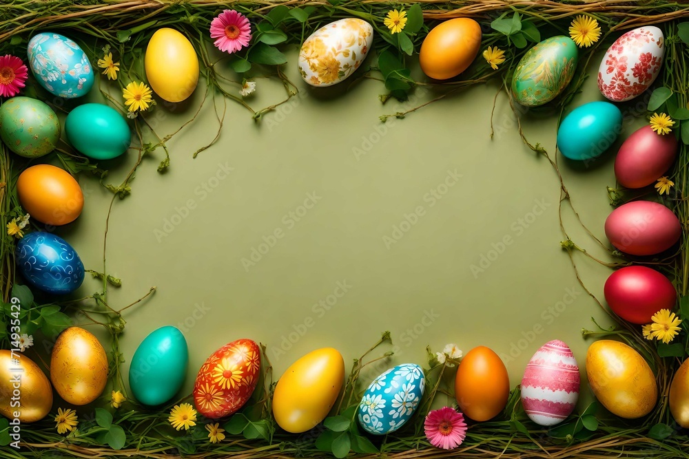 Decoration on Easter card space for text