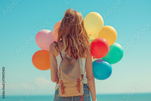 Frau mit Ballons