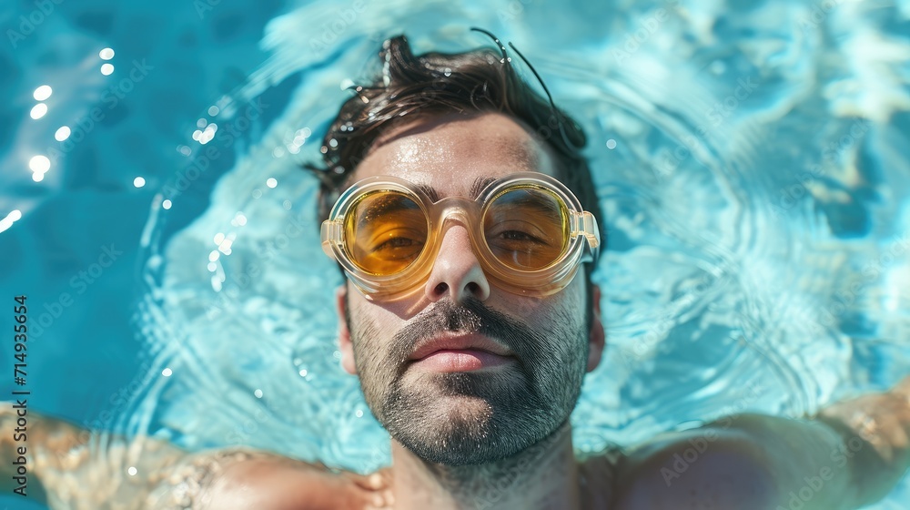 Portrait of a man in the pool