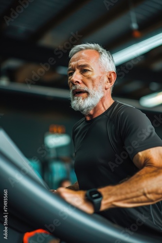 senior man exercising in a gym