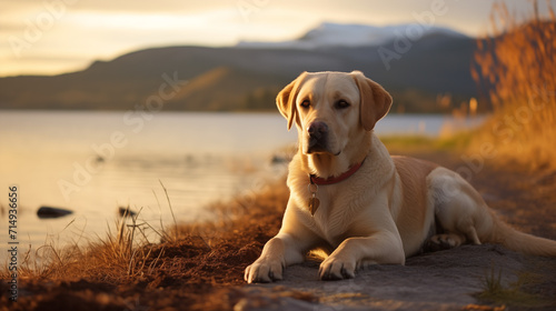 Chien labrador dans la nature. Animal domestique, chien, chiot, mignon. Pour conception et création graphique.