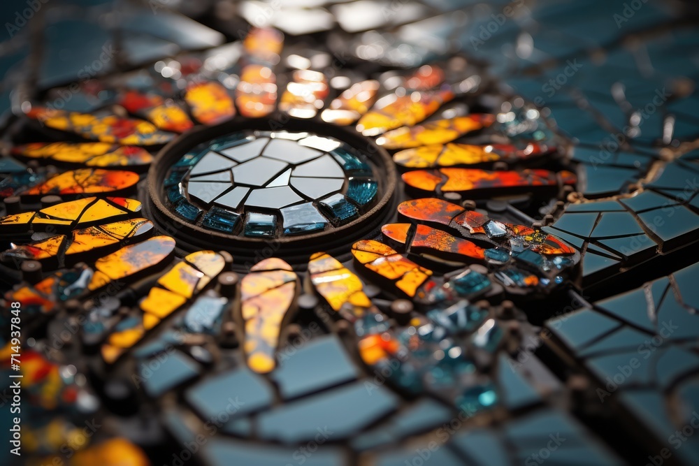 A visually striking mosaic formed by shattered crystals
A visually striking mosaic formed by shattered crystals