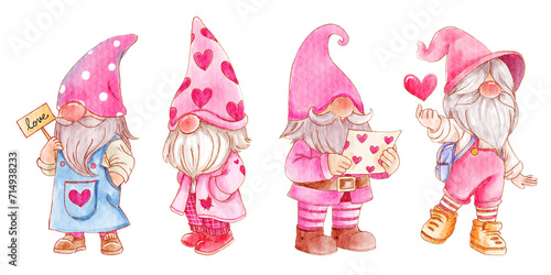 Schilderij op canvas Gnomes with valentine's day costume