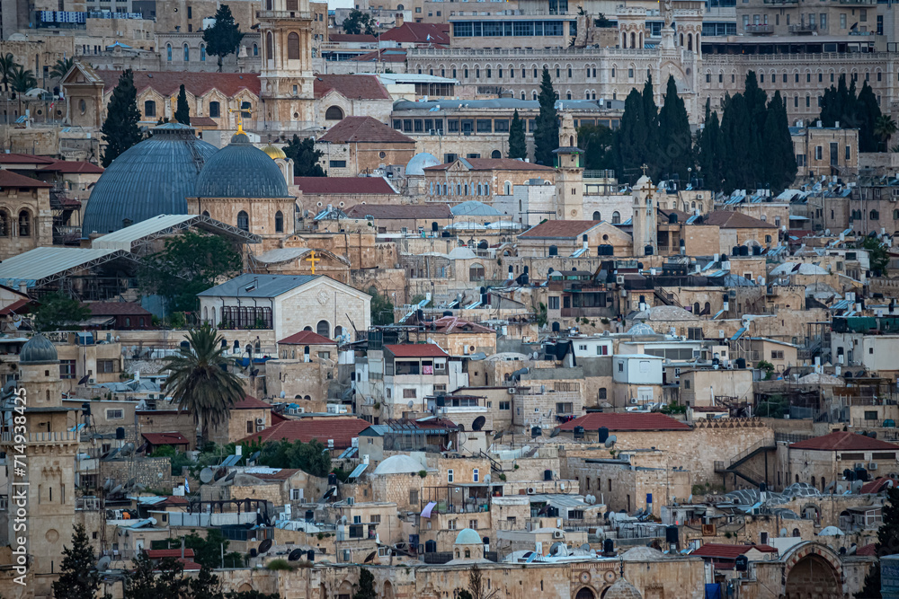 View of the landmarks of Jerusalem Old City, Israel.