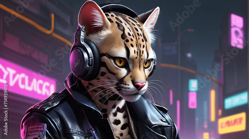 Ocelot Synthwave Serenity Down Under by Alex Petruk AI GENERATED