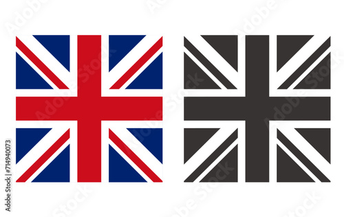 United Kingdom black white flag isolated set. Vector flat graphic design isolated illustration
