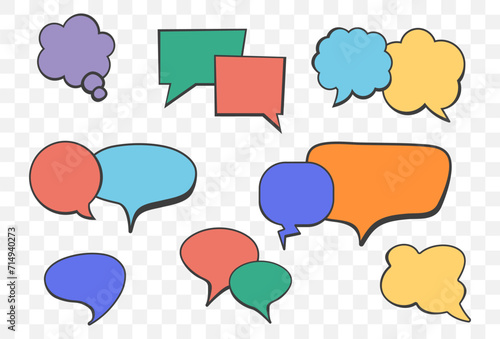 Comic speech bubble text talk balloon cloud chat isolated set. Vector flat graphic design illustration