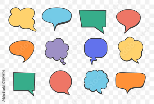 Comic speech bubble text talk balloon cloud chat isolated set. Vector flat graphic design illustration