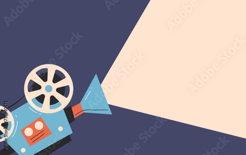 Film cinema movie projector camera banner poster abstract concept. Vector design graphic illustration