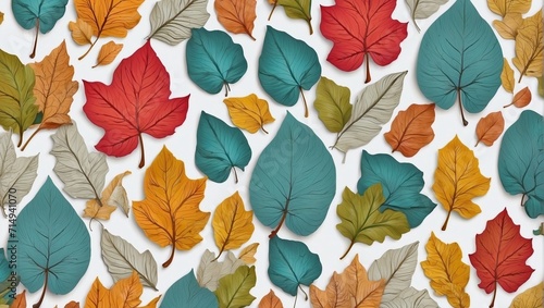 Autumn-themed background featuring colorful leaves gently falling against a backdrop of rich  warm hues  autumn leaves background  Generative AI
